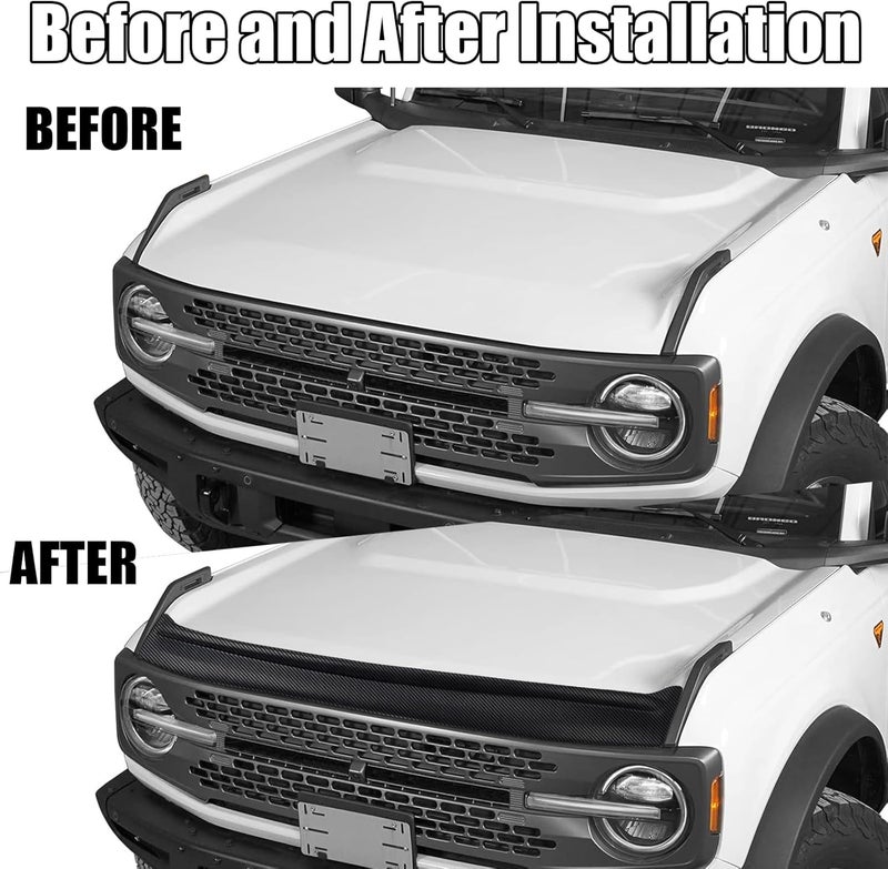 Gear Up Hood Deflector Hood Protector Compatible with Ford Bronco 2/4 2024 2023 2022 2021 Matte Carbon Fiber Hood Protector Bug Deflector Stone Guard(Not for Bronco Sports) - Image 4